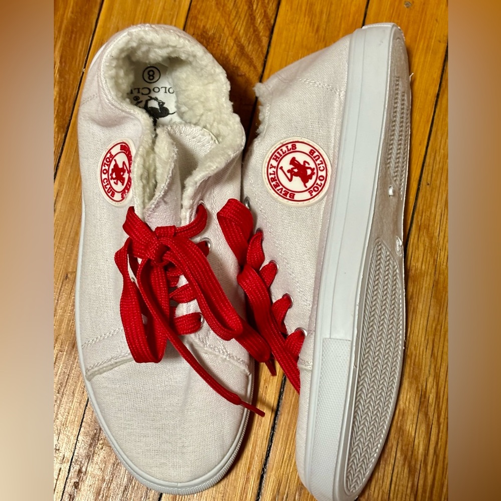 Beverly Hills Polo Club Red and White Womens Sneakers Sz 8